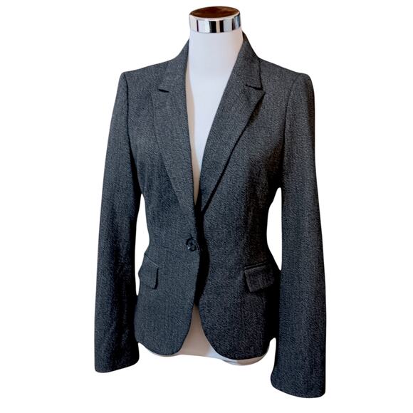 EXPRESS Tweed Blazer Jacket Size 6 Good Quality Career Professional Dark Gray - Picture 3 of 12